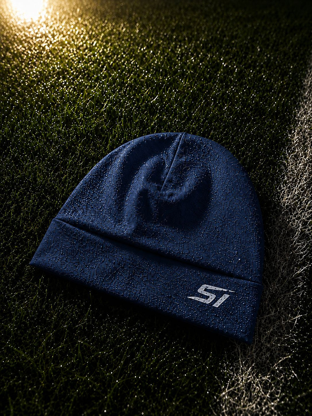 The Skully Style II beanie lifestyle — left-side SI logo — Stefan Ilic Store